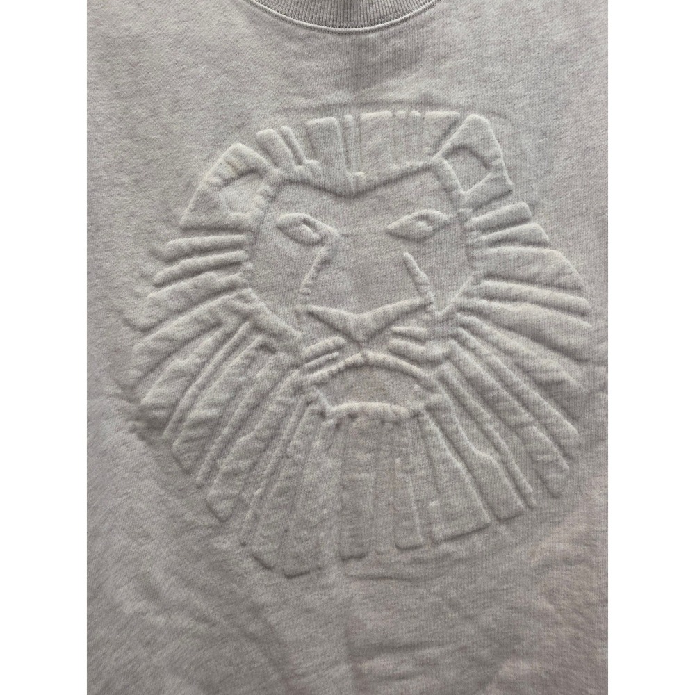 Disney Lion King Broadway Musical Simba Embossed Crewneck Sweatshirt Beige Large
